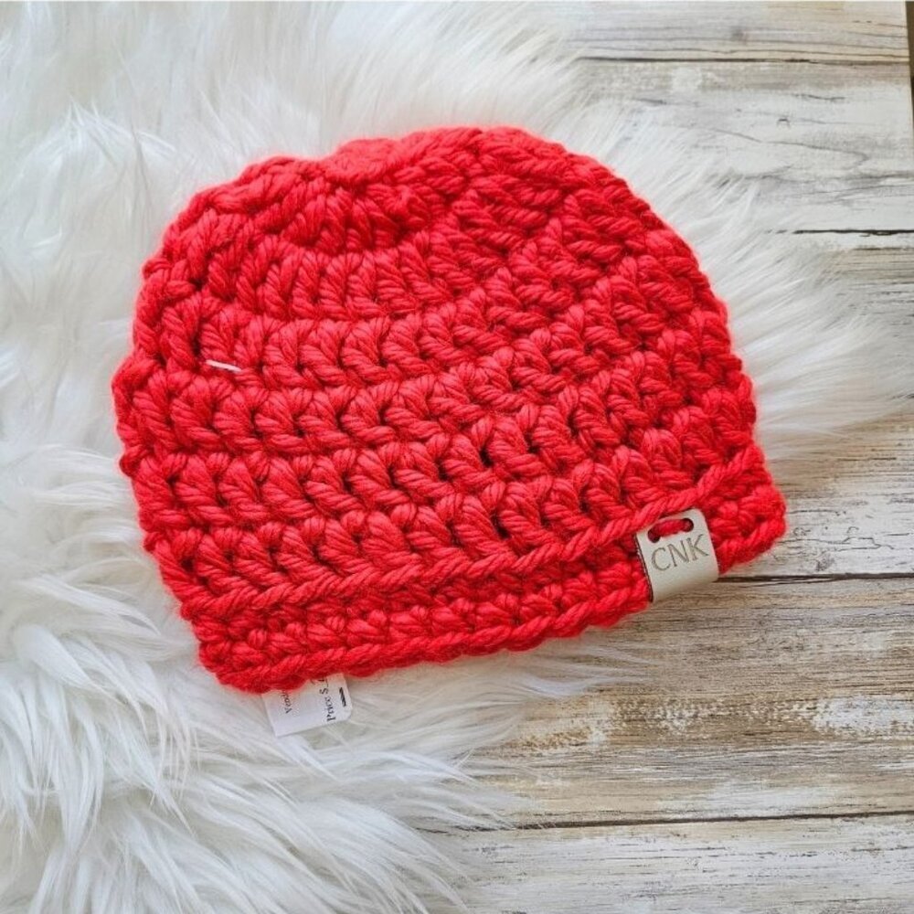 Classic Chunky Knit Crochet Hat- Red